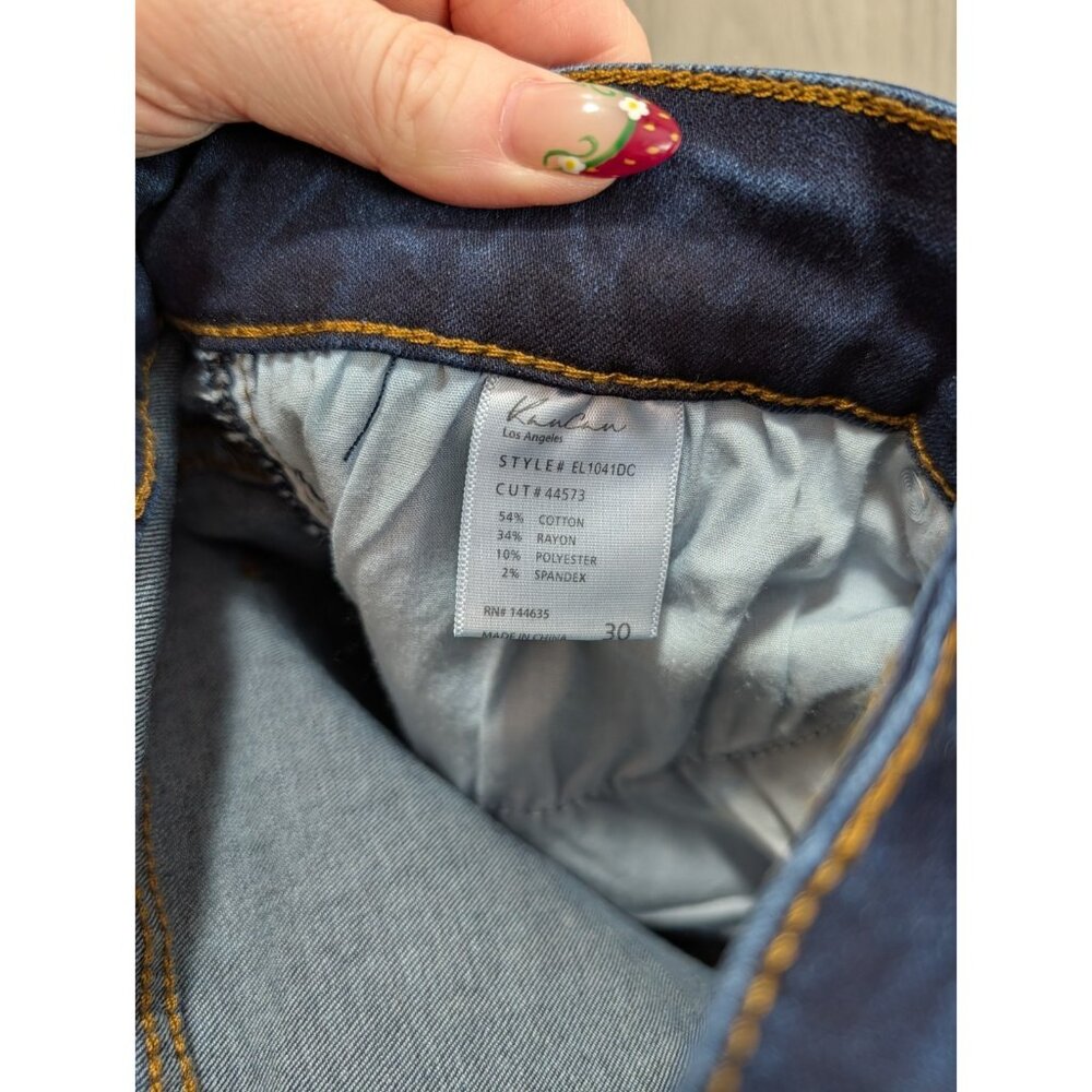 Kancan Jeans Womens 30 Blue Flared Mid Rise Dark Wash Denim 5 Pocket Jeans New - Picture 9 of 12